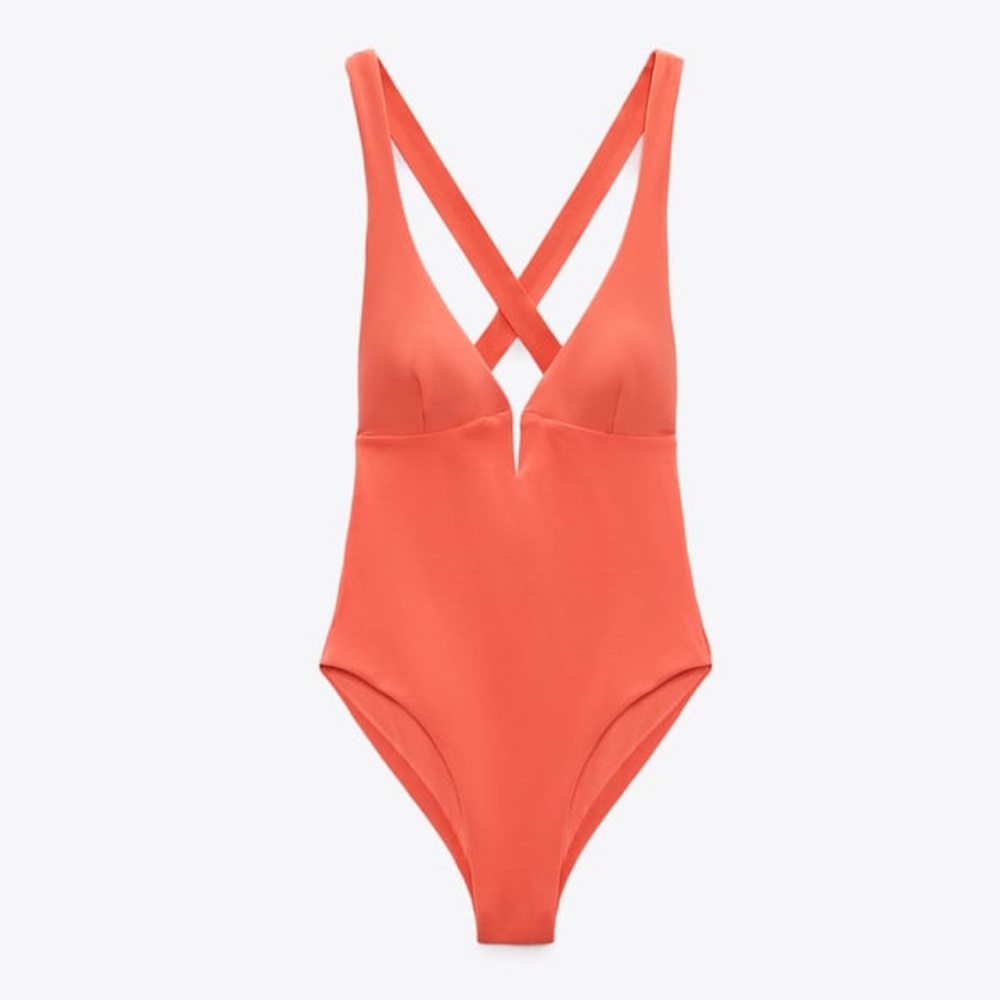 Zara XL Cross Strap Swimsuit, new with tags